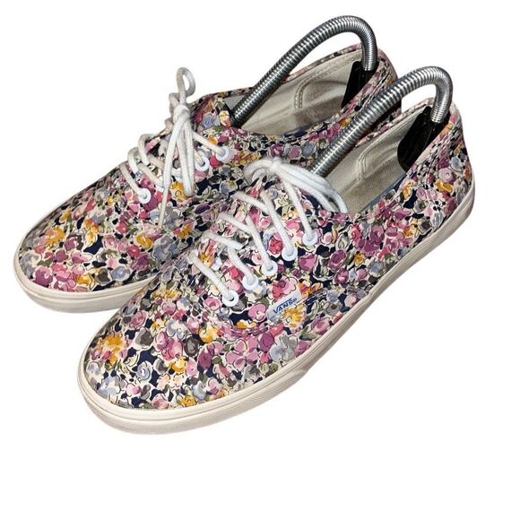 Womens Vans Off The Wall Purple Navy Gold  Floral Classic Shoes Sneakers Women’s - Picture 1 of 4